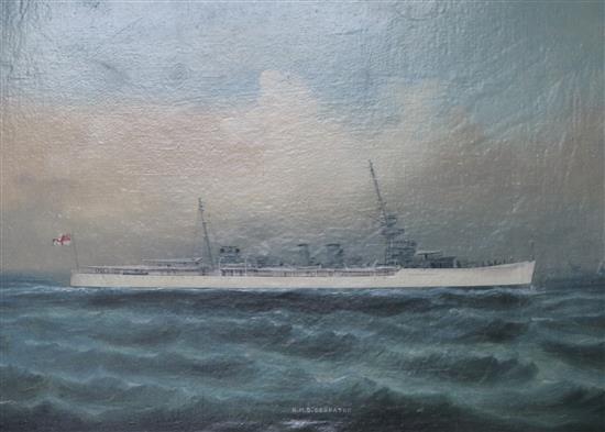 English School (20th century) HMS Despatch (1922-1946), 36 x 48cm
